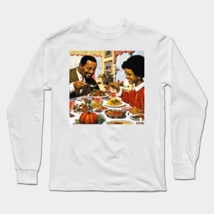 African-American Couple Eating Thanksgiving Dinner Long Sleeve T-Shirt